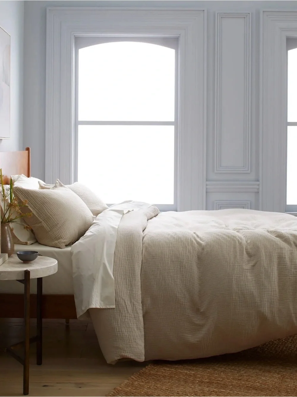 Quince Duvet Cover Organic Cotton Gauze Full Queen Dune EUC Shams Not Included